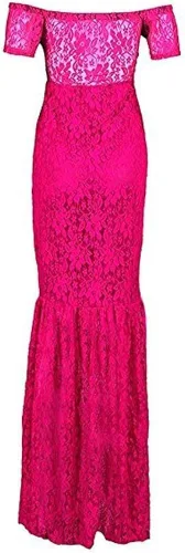 Vista 3 de ZIUMUDY Vestido de maternidad de manga corta con cuello en V y encaje para mujer