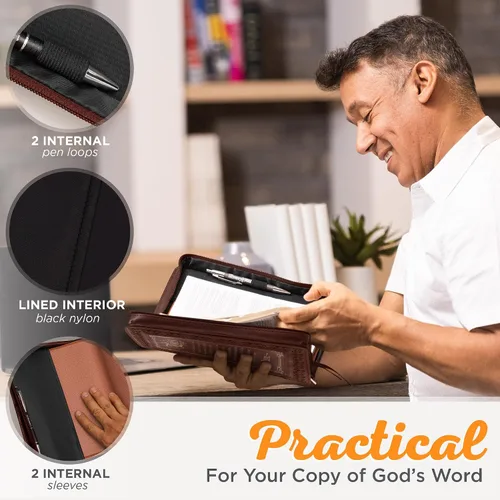 Vista 4 de Christian Art Gifts Funda clásica de Biblia y libro para hombres y mujeres: La oración del Señor - Mateo 6:9-13 inspirador de las Escrituras