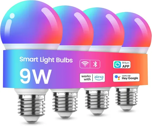 Vista 10 de Bombillas LED inteligentes Meliya, cambio de color regulable y temporización, WiFi y Bluetooth inteligentes, compatibles con Alexa y Google