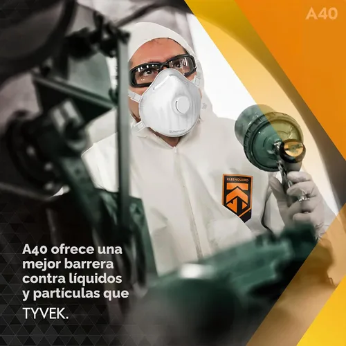 Vista 6 de KleenGuard™ Overol de protección de líquidos y partículas A40 (44302), cremallera frontal, blanco, mediano (cantidad 25)