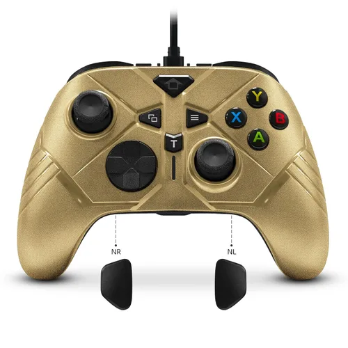 Vista 2 de Control con cable para Xbox con botón trasero, controlador para juegos, doble vibración, joystick compatible con Xbox OneOne XOne SOne Series XS