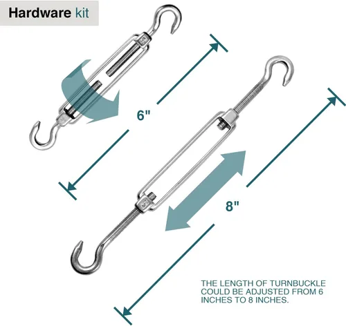 Vista 2 de ECOOPTS Kit de accesorios para toldo con tensores de 6 pulgadas para instalación de toldo rectangular