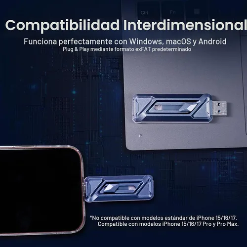 Vista 5 de Unidad USB SSD externa de 1 TB, 2050 MB/s USB-C y USB-A SSD portátil -F955