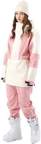Vista 15 de SEARIPE Juego de chamarra y pantalones de esquí para mujer, trajes de esquí resistentes al viento para parejas, trajes de nieve impermeables de dos