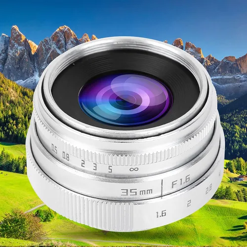 Vista 7 de Lente de cámara 1.378 in F1.6 CCTV C Mount enfoque manual Lente de apertura grande para lente M4/3 Fx Moun Arte y fotografía de belleza (plata)
