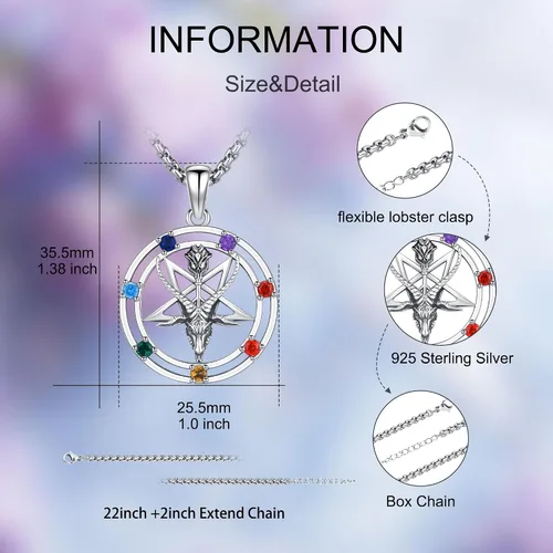 Vista 2 de DRINSPER Collar de plata de ley 925 con hongo Joyería satánica Collar Hécate Witches Kont, joyería pagana regalo para hombres y mujeres.