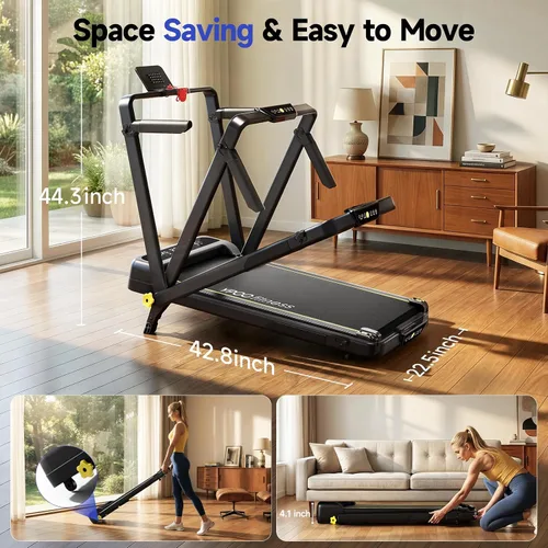 Vista 5 de YPOO 16% Walking Pad Incline, Treadmills for Home, Handle Bar, Foldable Negro oscuro