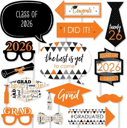 Vista 8 de Big Dot of Happiness Accesorios de graduación en blanco y negro para sesión de fotos 2026, juego de 20 unidades de accesorios de cabina de fotos