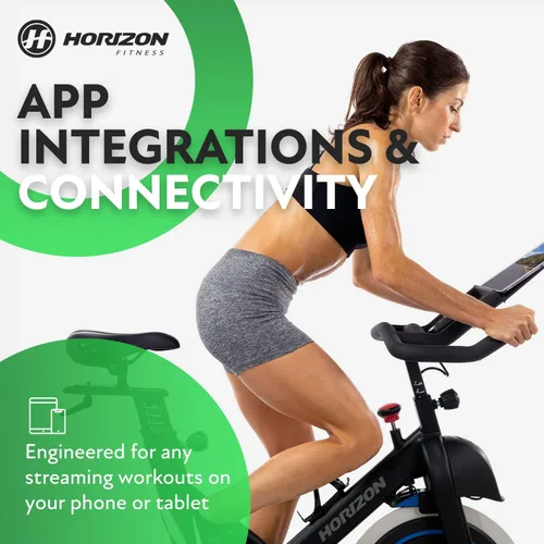 Vista 2 de Horizon Fitness 5.0 IC - Bicicleta de ciclismo para interiores, fitness y cardio, bicicleta de ciclismo de resistencia magnética con Bluetooth