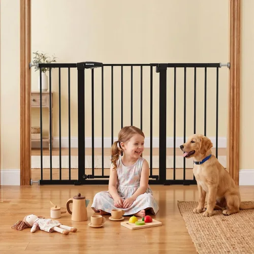 Vista 17 de Mumeasy Puerta de bebé extra ancha de 29.7 a 51 pulgadas para escaleras, puerta para perros de interior extra larga para puertas, puerta para niños