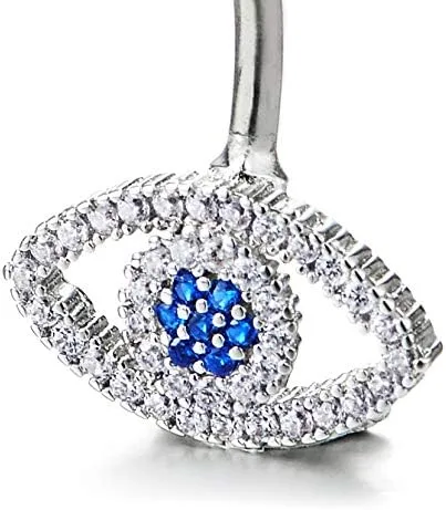 Vista 2 de Anillo de ombligo con circonita cúbica para pavimentar el mal de ojo