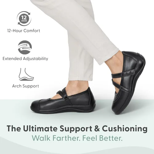 Vista 2 de Orthofeet Zapatos ortopédicos Celina Mary Jane de cuero para mujer