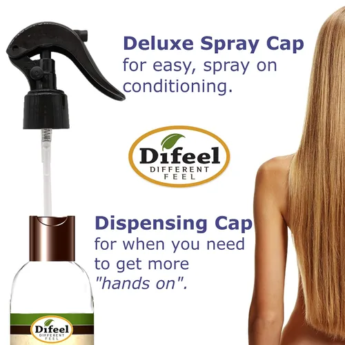 Vista 2 de Difeel Tratamiento acondicionador sin enjuague Rehydrate – Aceite de argán 100% puro de 6 onzas con tapa de pulverización y tapa dispensadora