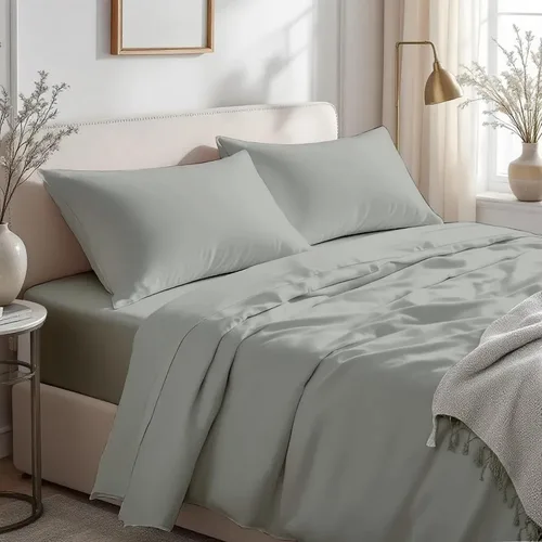 Vista 6 de Bluemoon Homes Sábanas de Algodón Egipcio de 800 Hilos Tamaño Twin Paquete de 2 - Juego de Sábanas de 4 Piezas Elástico Completo Sábana Ajustable