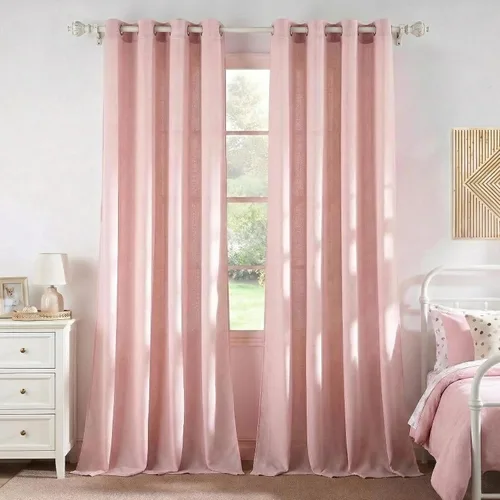 Vista 211 de NICETOWN - Cortinas de lino angora para ventana de cocina sobre el fregadero, con ojales, lino grueso angora, tratamientos cortos para ventanas