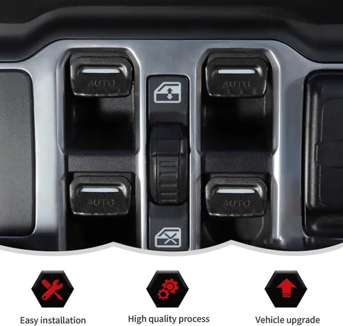 Vista 4 de RT-TCZ Cubierta de interruptor de ventana de consola central, accesorios interiores compatibles con Jeep Wrangler JL JLU y Gladiator JT 2018-2024