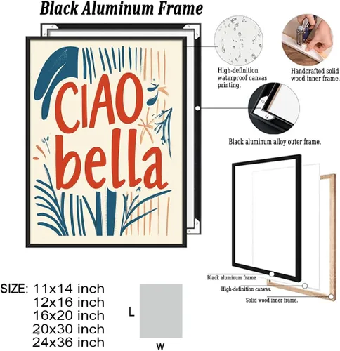 Vista 2 de Ciao, Bella, impresión italiana de verano, arte de pared de playa para habitación femenina o dormitorio, póster costero rosa moderno con limón
