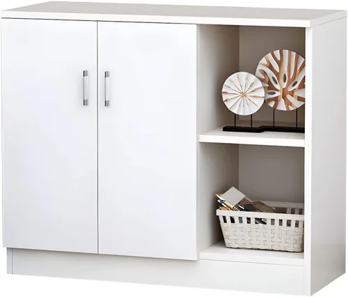 Vista 11 de Modernos estantes ajustables para servidor, armario de madera con puertas, armario de pared de cocina, almacenamiento, comedor, microondas, balcón