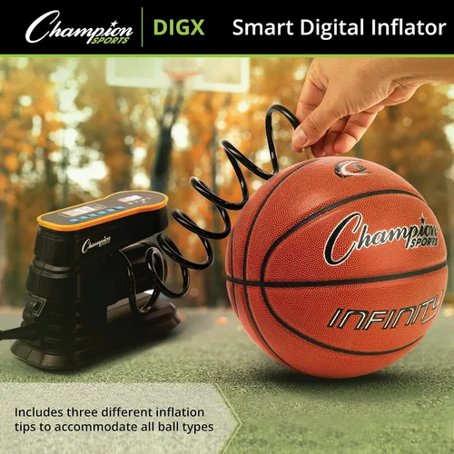 Vista 9 de Champion Sports Bomba de aire digital, inflador electrónico para pelotas deportivas, portátil, bomba inteligente para baloncesto, pelota de fútbol