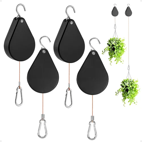 Vista 8 de Sistema Retráctil para Colgar Plantas Kitwinney - Poleas Ajustables para Elevar/Bajar Plantas sin Esfuerzo, Uso Resistente en Interiores