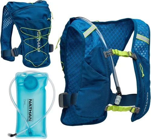 Vista 16 de Nathan QuickStart - Chaleco de hidratación con vejiga o frascos, bolsillos de almacenamiento, tela transpirable que absorbe la humedad, correas
