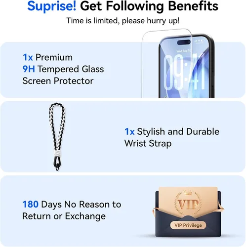 Vista 2 de Funda magnética 3 en 1 a prueba de golpes para iPhone 17 Pro, compatible con MagSafe, protección militar superior, 1 protector de pantalla + 1