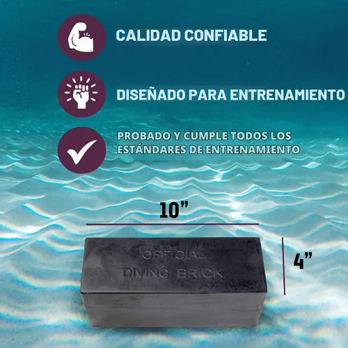 Vista 4 de Kemp USA - Ladrillo de buceo de goma de 10 libras, peso de agua rectangular duradero