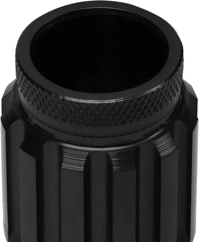Vista 5 de J2 Engineering - 16 tuercas de aluminio 7075 de extremo abierto M12 x 1.5 con 4 tuercas de bloqueo y llave, color negro, asiento cónico