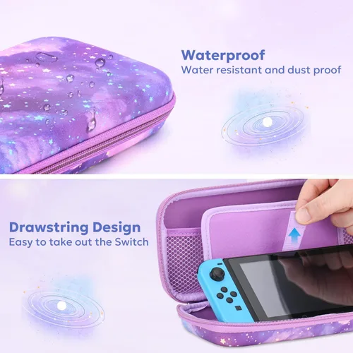 Vista 4 de innoAura Funda para interruptor NS, paquetes de accesorios de interruptor 14 en 1 con funda de transporte para interruptor, funda protectora