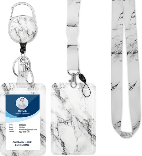 Vista 29 de Cordón con soporte para insignia, carrete retráctil con correa de cuello desmontable y soporte vertical para tarjetas de identificación