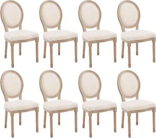 Vista 36 de Kmax Sillas de comedor estilo granja, patas de madera marrón, elegantes sillas de cocina copetudas, sillas de dormitorio francesas desgastadas