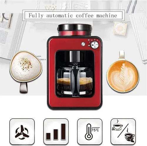 Vista 4 de Cafetera, cafetera automática, máquina de café expreso, cafetera automática de preparación, molinillo de café de rebabas integrado, perfecto