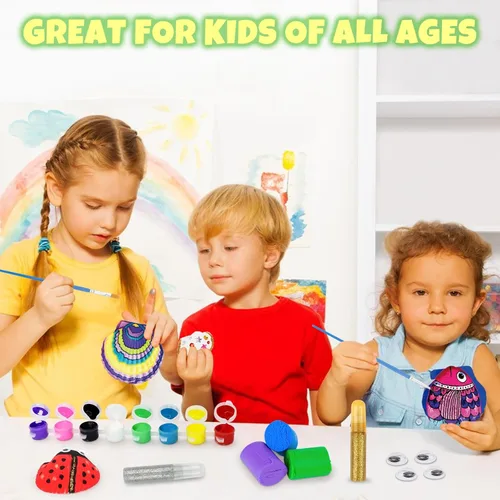 Vista 5 de Nicmore Arte y manualidades de conchas marinas para niños: kits de pintura que brillan en la oscuridad, manualidades para edades de 4 a 6 años, 4 a