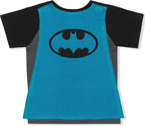 Vista 3 de WARNER BROS Boy's Raglan Superman Tee with Detachable Superhero Cape Dark Gray