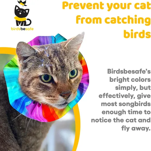 Vista 2 de Birdsbesafe® Funda para collar de gato para pájaros, collar de gato con advertencia de pájaros, científicamente probado para ayudar a evitar que tu