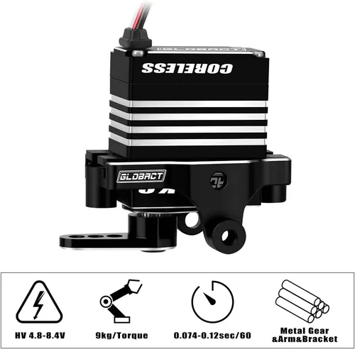 Vista 2 de GLOBACT Servo Kit de 19.8 lbs HV 4.8V-8.4V para 1/18 TRX4M Negro