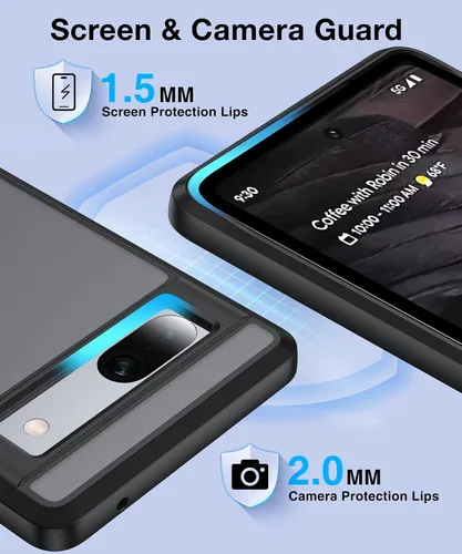 Vista 5 de Serie Soft Touch para Funda Google Pixel 7a, [Antihuellas] [Ajuste Delgado] con Protección Militar Borde de Silicona [A Prueba de Golpes]