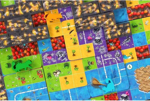 Vista 4 de The City Of Games Race to The Raft - Juego de mesa de rompecabezas social para construir caminos y colocar azulejos, salvar a los gatos de la isla