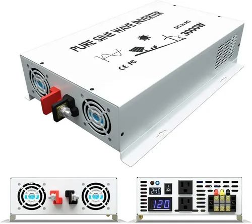 Vista 2 de WZRELB 3000W 24V Inversor de onda sinusoidal pura de energía solar DC a convertidor de CA de 110V (RBP300024W)