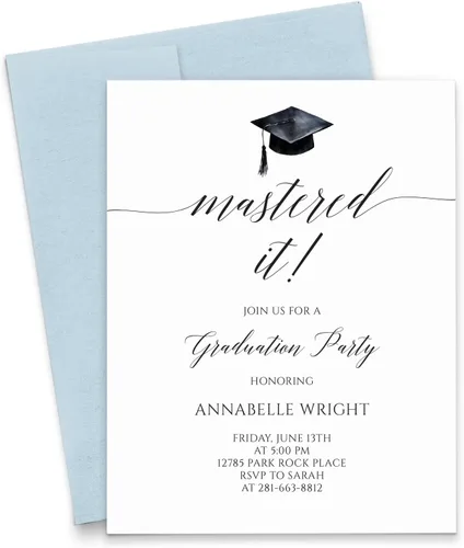 Vista 9 de Modern Pink Paper Invitaciones para fiesta de graduación con gorra y diploma 2025, invitaciones personalizadas para fiesta de graduación con borde