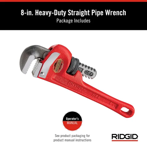 Vista 7 de RIDgid 31000 Modelo 6 Llave de tubo recta de plomería de servicio pesado de 6 pulgadas, roja, fabricada en EE. UU