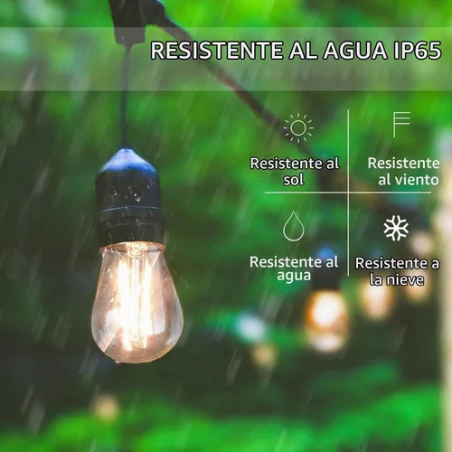 Vista 3 de Svater 24 pies al aire libre cadena luces LED 2W S14 grado comercial
