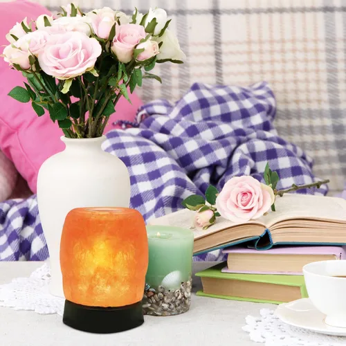 Vista 3 de Himalayan Glow Lámpara de sal USB de terapia de aroma natural con base plástica, luz de noche de sal rosa