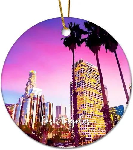 Vista 15 de Hawaii City Scene Building Cityscape Natural Landscape Decorative Ceramic Christmas Ornament for Xmas Tree Hanging Keepsake Holiday Ornaments