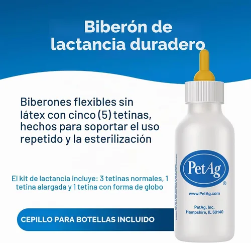 Vista 3 de Set de lactancia compleot Petag y reemplazo de pezones para cachorros y animales pequeños, Negro