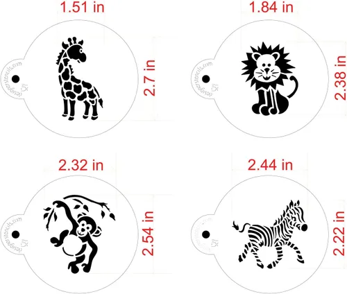 Vista 5 de Designer Stencils Jungle Animals Galleta, beige/semitransparente, se adapta a círculo de 3 pulgadas
