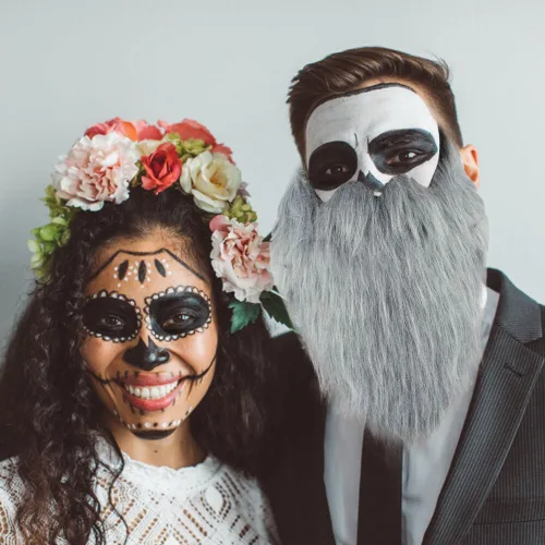 Vista 4 de 4 piezas de barba falsa de Halloween barba falsa bigote falso bigote falso para adultos niños disfraces suministros de fiesta de Halloween
