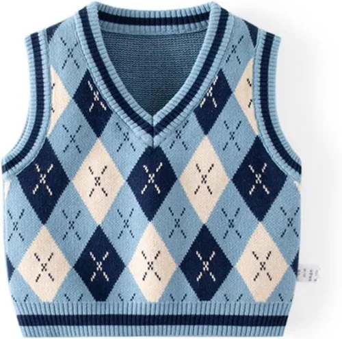 Vista 15 de Chaleco de suéter unisex para bebé con cuello en V y mangas sin costuras de algodón suave Cárdigan Oso Albaricoque