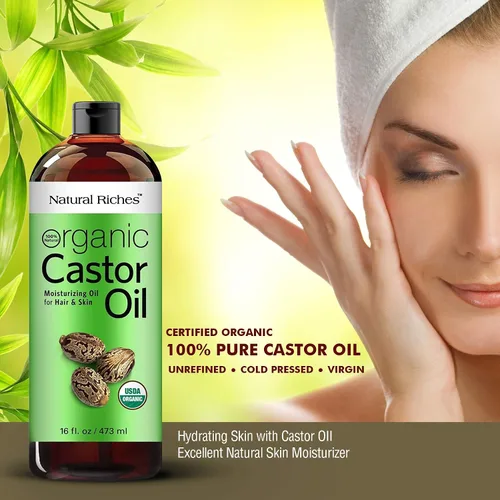 Vista 6 de Natural Riches Aceite de ricino orgánico, prensado en frío, certificado USDA para el crecimiento del cabello, pestañas más gruesas, cejas, hidrata