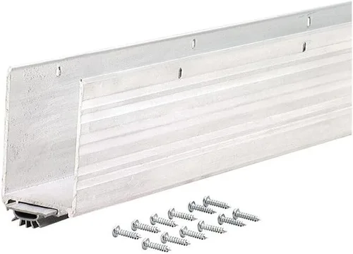 Vista 2 de M-D Building Products 68593 Burlete de aluminio y vinilo en forma de U con placa de patada para puerta inferior con tope de corriente de aire